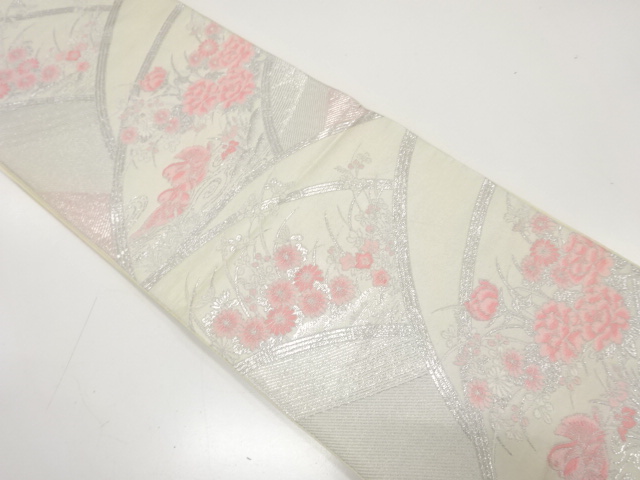 JAPANESE KIMONO / ANTIQUE FUKURO OBI / SILK / WOVEN FLORAL PLANTS